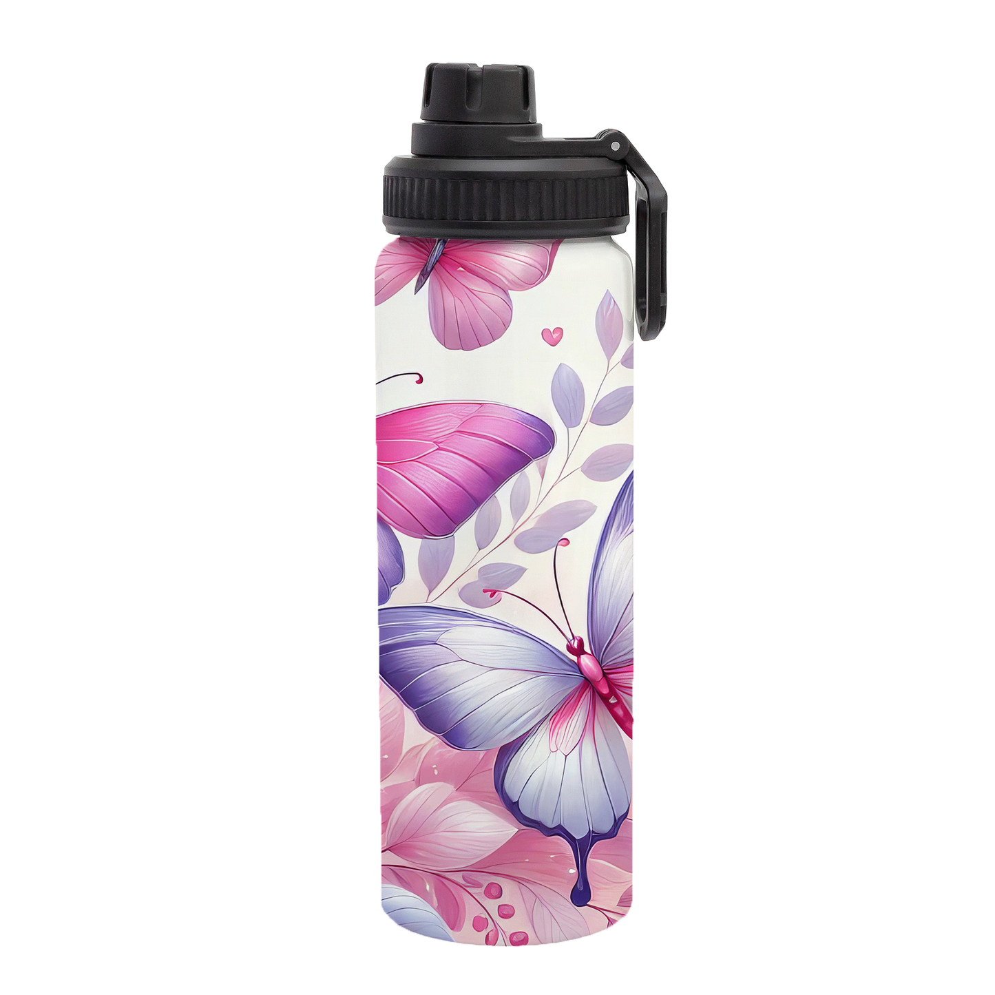 Butterflies - Soft Pink Design on Tumbler, Can, Gin Tumbler, or Water bottle