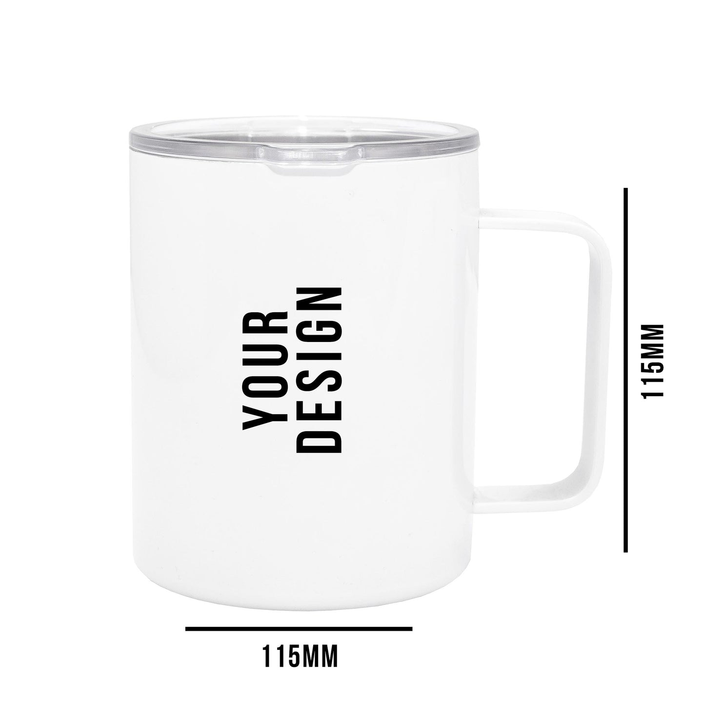 Personalised Double wall Stainless Steel Coffee Mug 12oz (White)