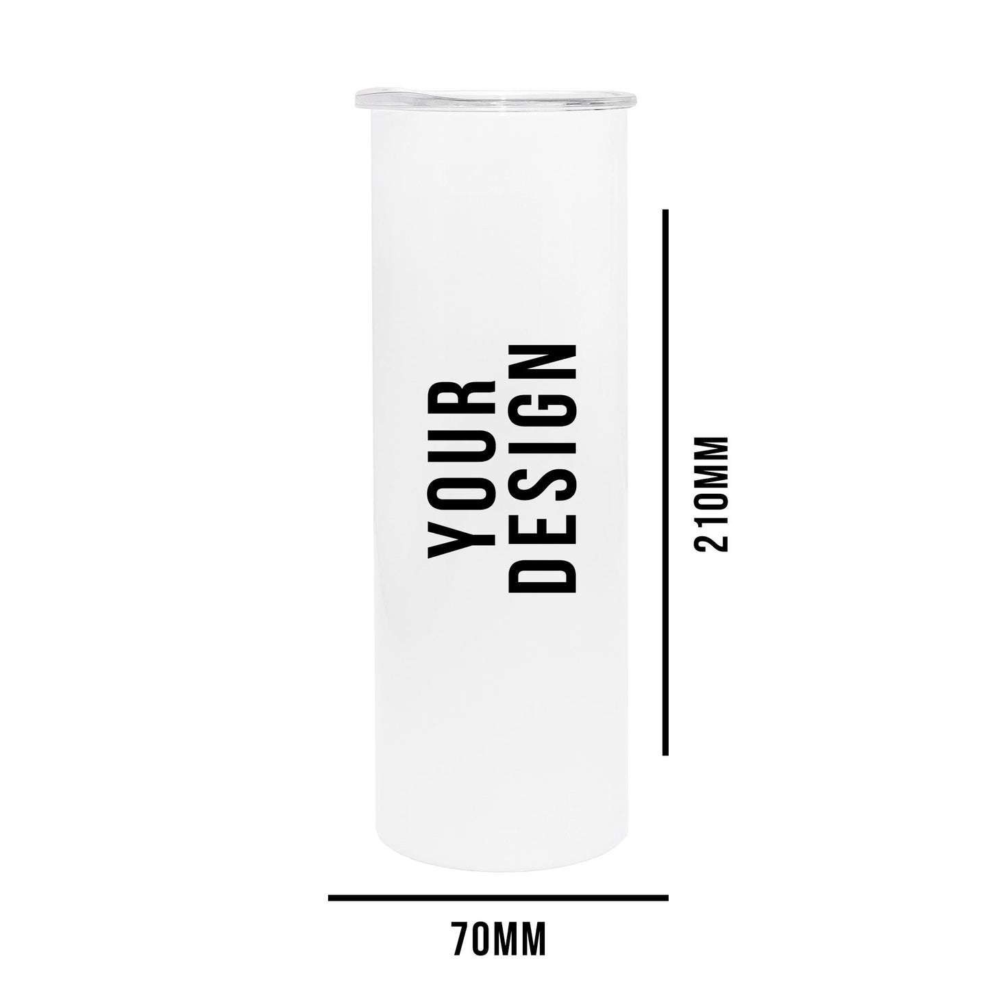 Personalised Double wall 20oz Stainless Steel Skinny Tumbler (White)