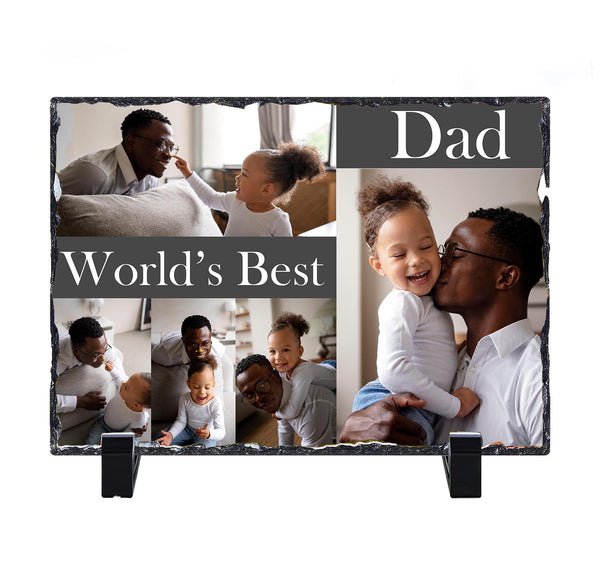 Slate Stone Photo Display Stand - Dad Collage (various sizes)