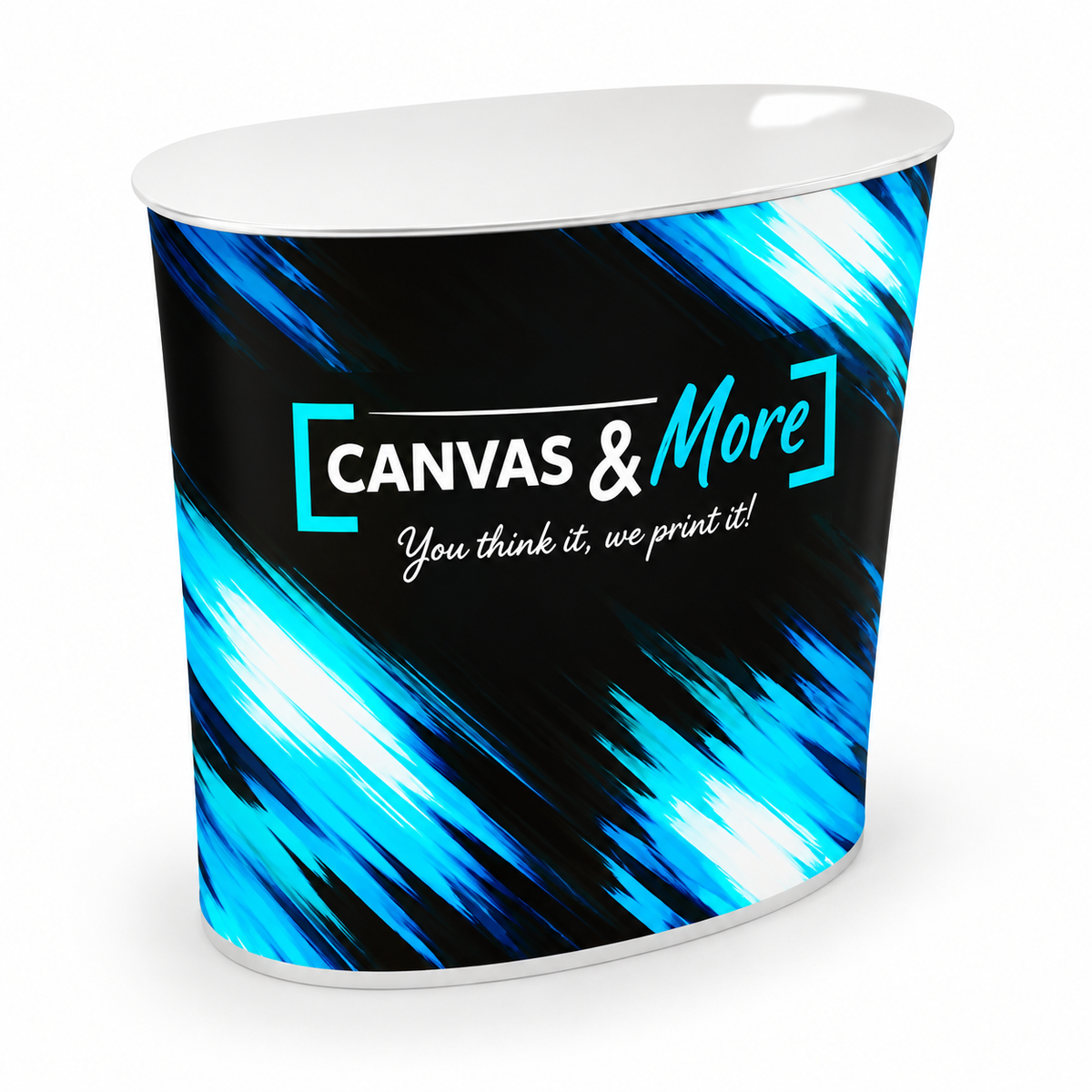 Kidney Shaped Promo Counter with fabric print & Carry Bag
