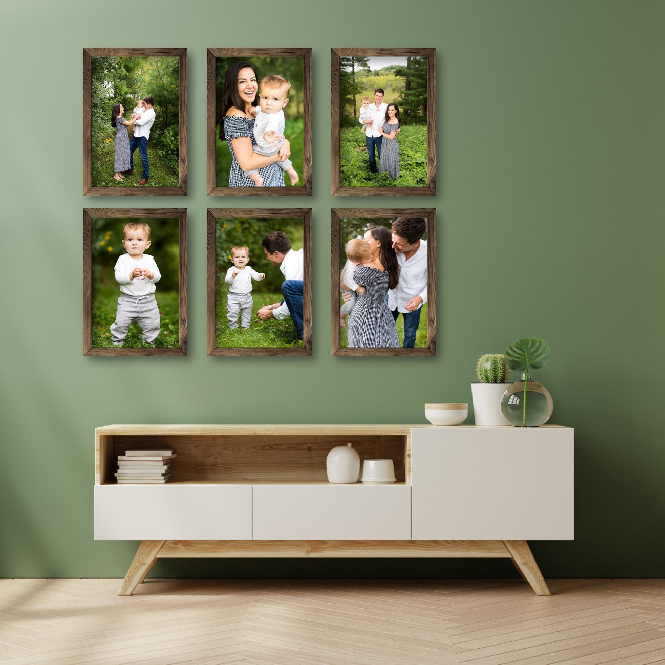 Virtual Frame Combo 6 Pc | A Sizes | (Available in Dark, Medium & Light Wood)