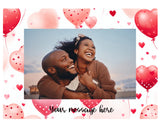 Magnetic Photo Frame for Fridge - Valentine Hearts and Balloons (with text option)