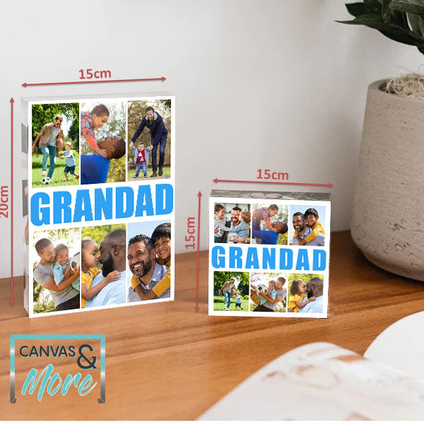 Acrylic Personalized  Photo Blocks - Grandad Collage