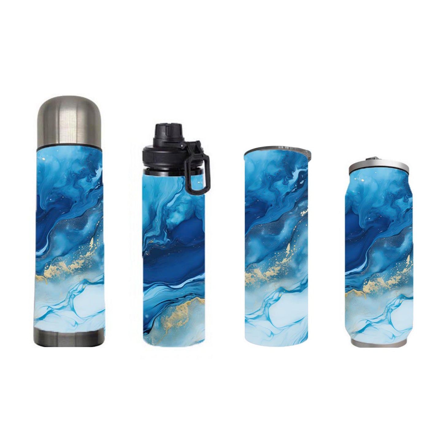 Marble - Blue Marble Design on Tumbler, Can, Flask, or Water bottle