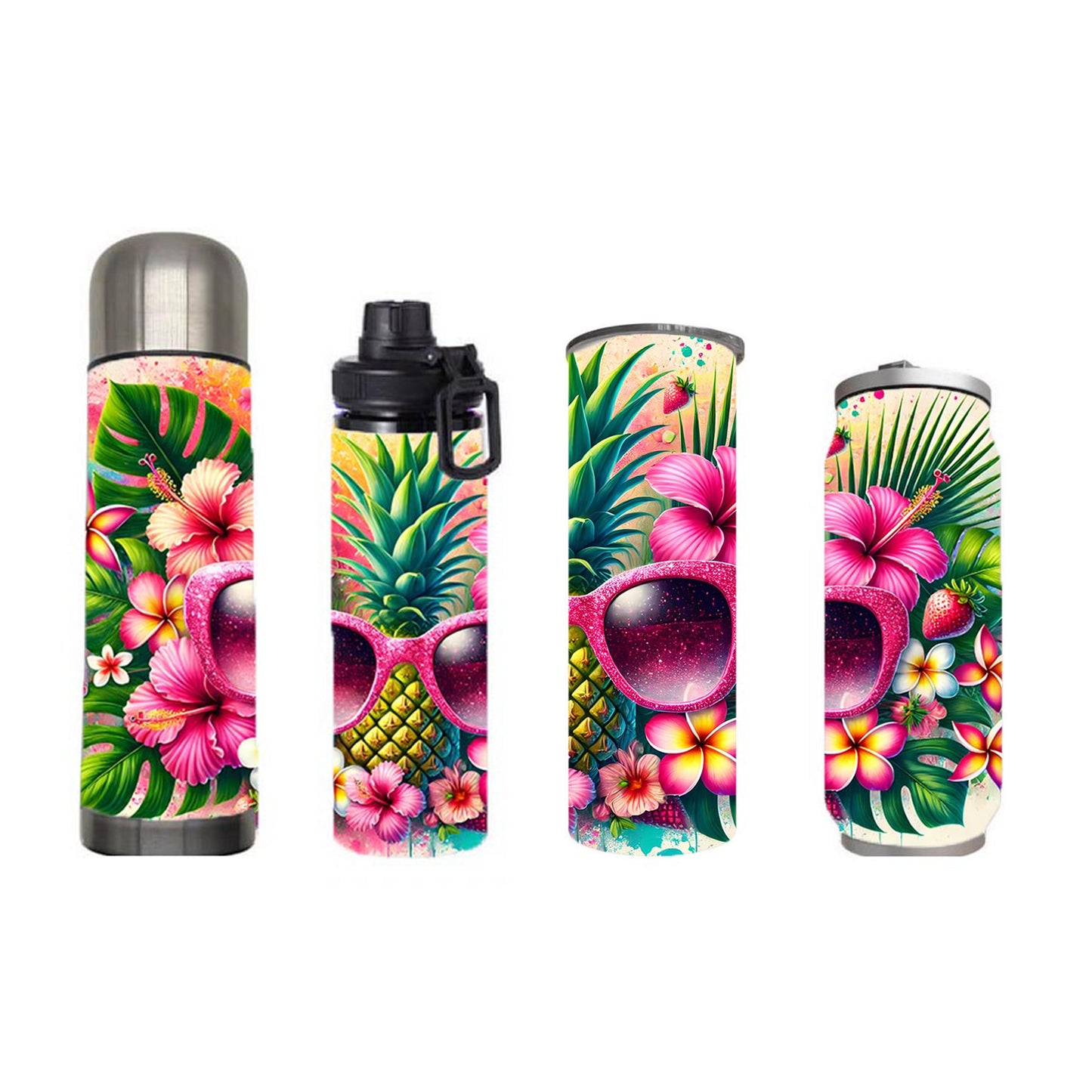 Summer - Tropical Design on Tumbler, Can, Flask, or Water bottle