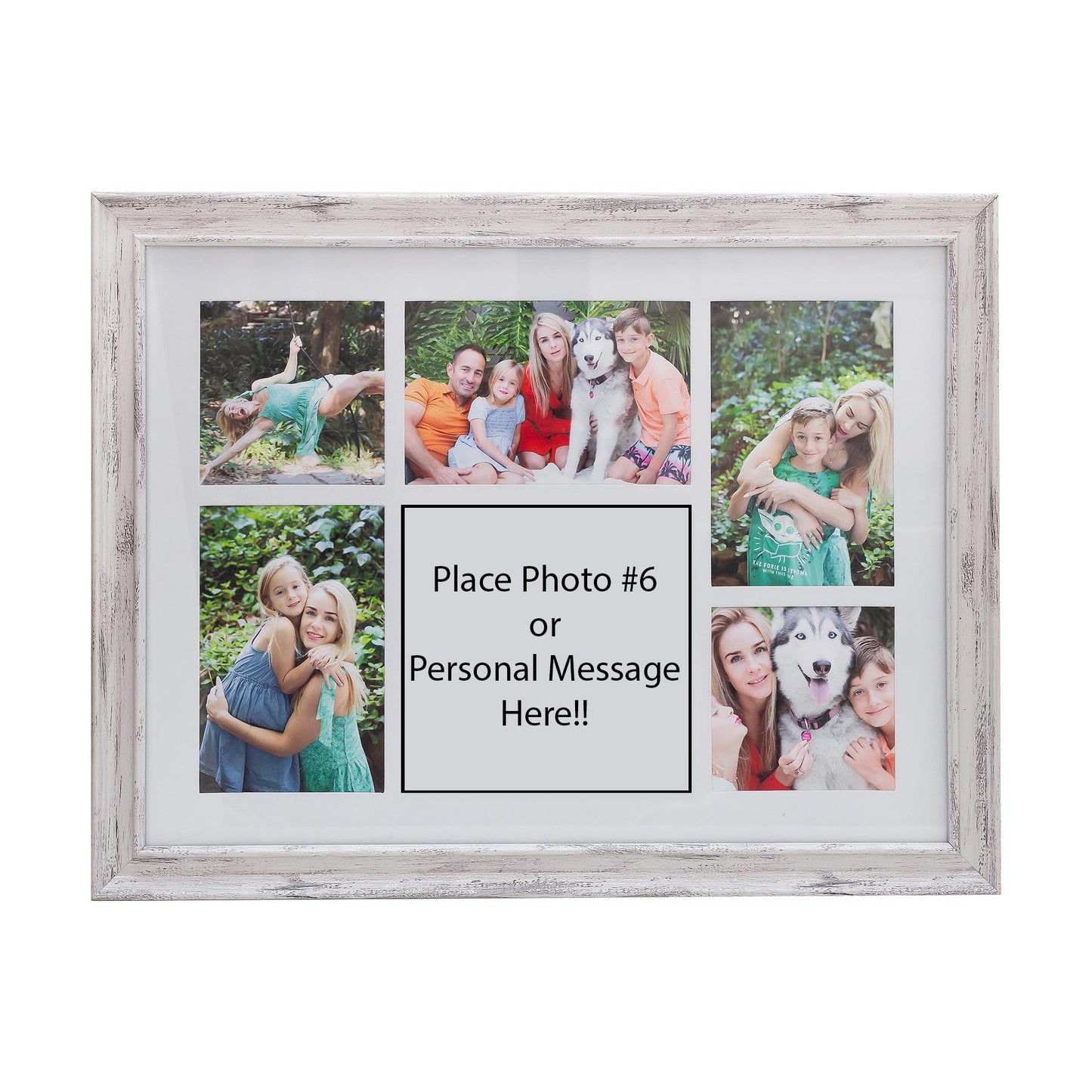 Photo Frame with multiple pictures & optional message - A3 30X40cm - White Stressed