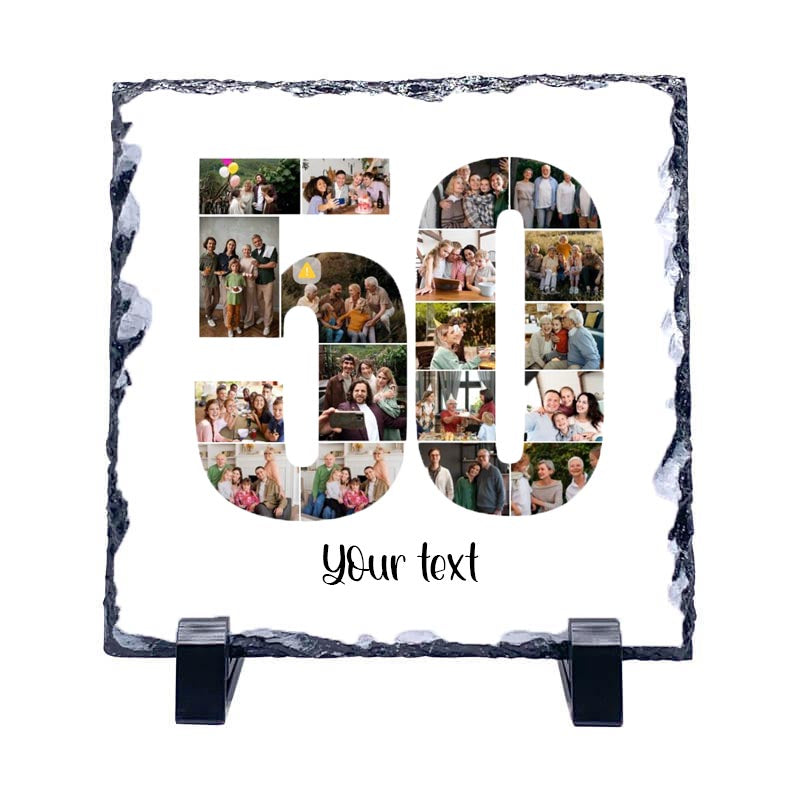 Personalised Number Photo Collage on Acrylic, Slate, Mug or Magnet (18 Photos) 50th BIRTHDAY