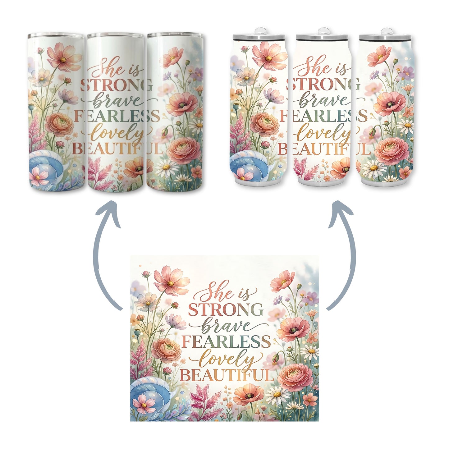 She is Strong,Brave,Fearless,Lovely, Beautiful - Personalised Double wall 20oz Stainless Steel Skinny Tumbler