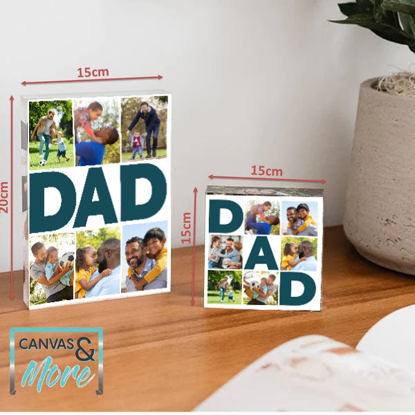 Acrylic Personalized  Photo Blocks - DAD Collage