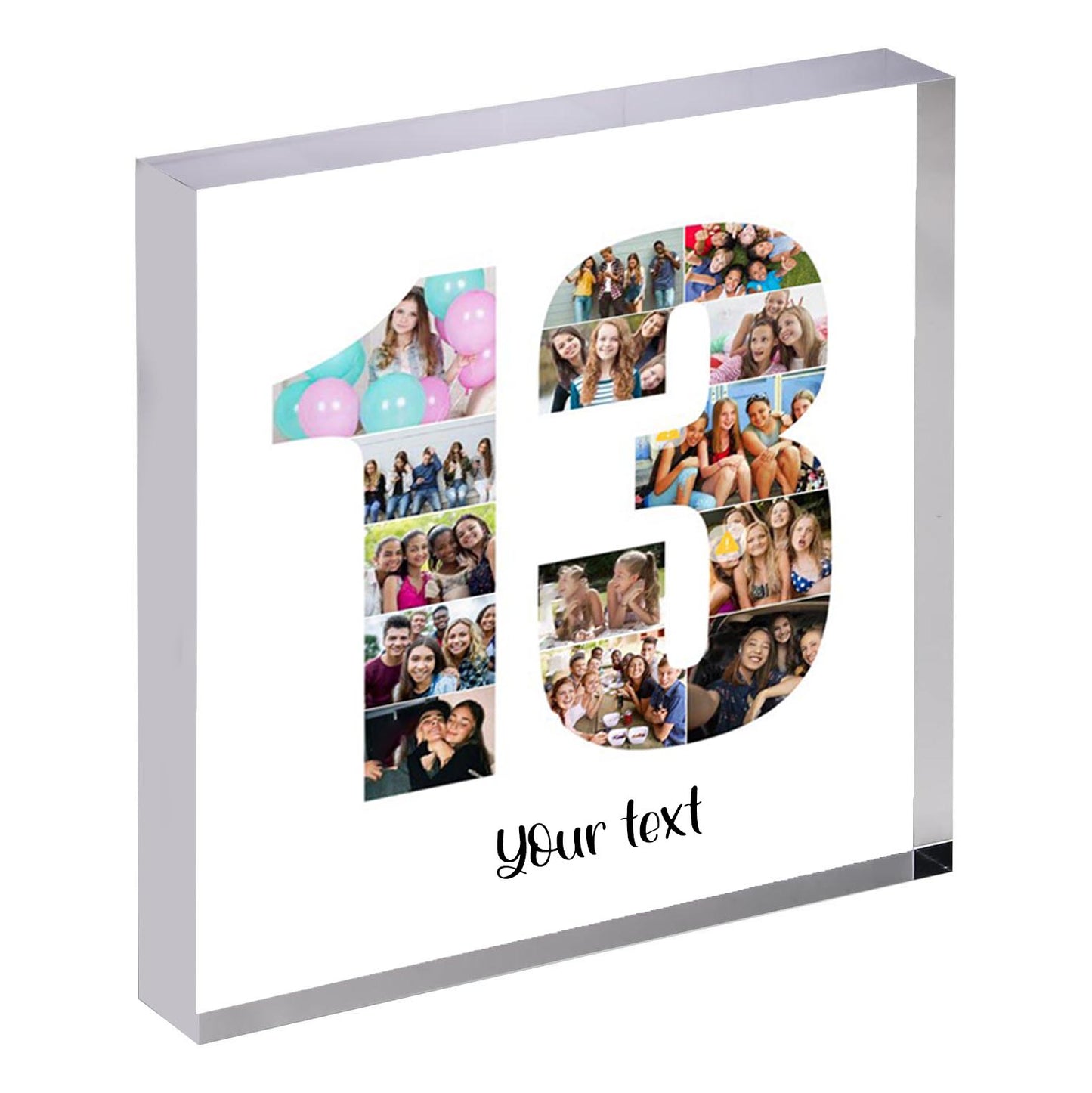 Personalised Number Photo Collage on Acrylic, Slate, Mug or Magnet (14 Photos) 13th BIRTHDAY (Copy)