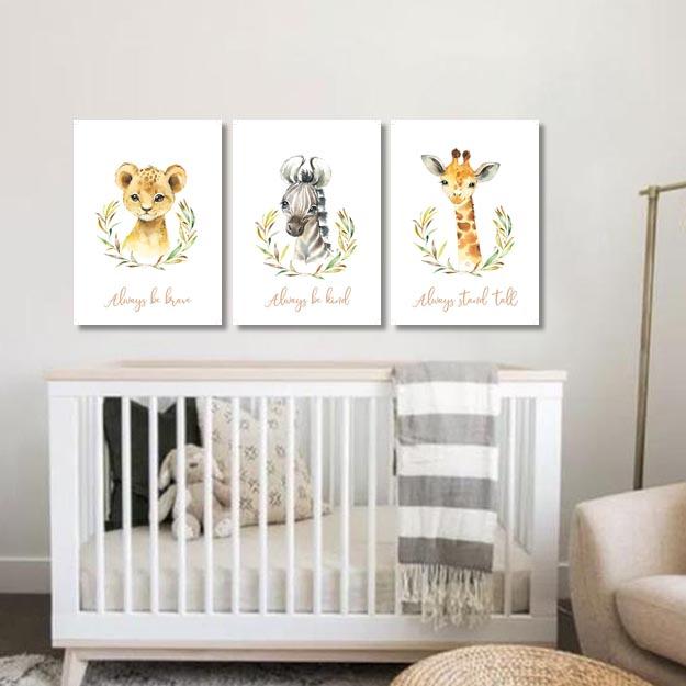 Set of 3 Unisex Safari Animals 1 Canvas & More