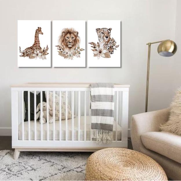 Unisex: Set of 3 - Wild Animal prints (1) Canvas & More