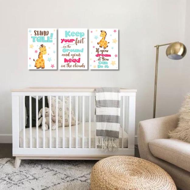 Unisex: Set of 3 - Keep your feet on the ground and your head in the clouds Canvas & More