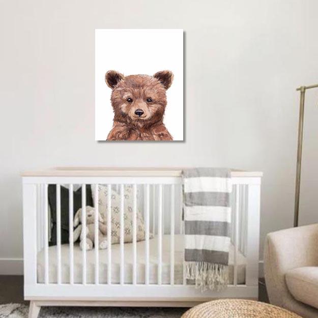 Unisex: Set of 1 - Watercolor Baby Bear Canvas & More