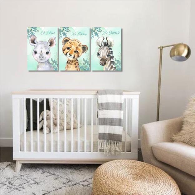 Unisex: Set of 3 - Cute Safari Set with Sayings Canvas & More