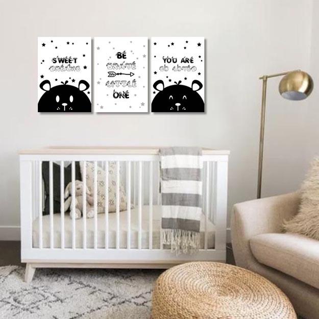 Unisex: Set of 3 - Sweet Dreams - Be Brave Bear Canvas & More