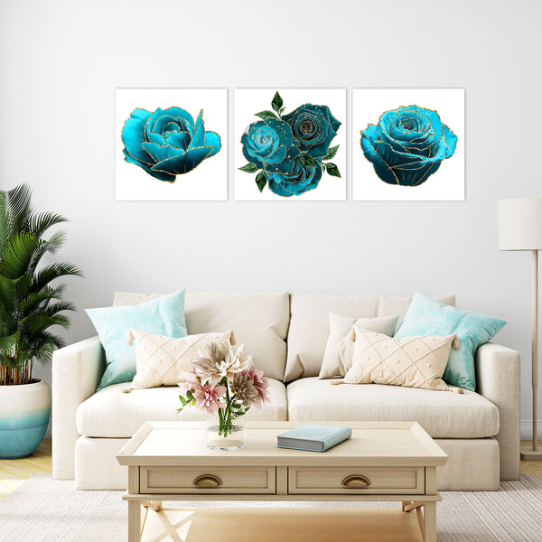 Teal and Gold Glam Roses