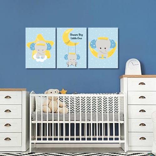 Boys - Set of 3 - Elephant Dream Big Little One Canvas & More