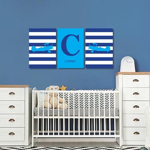 Boys: Set of 3 - Bi plane Canvas & More