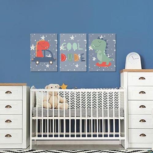 Set of 3 Boys Dino Dude 1 Canvas & More