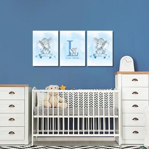 Set of 3 Boys Blue Baby Ellie Canvas & More