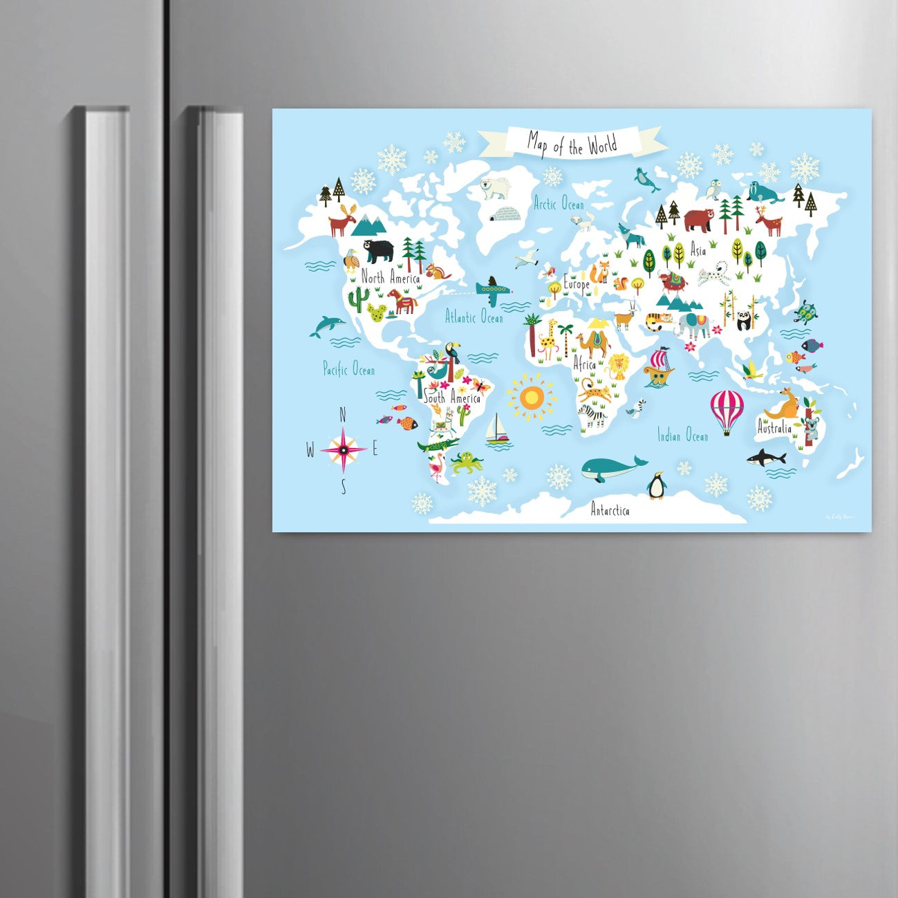 Kids World Map Fridge Magnet (A3) – Canvas & More