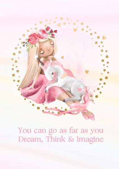 Girls: Set of 1 - Cute Little Unicorn and Ballerina