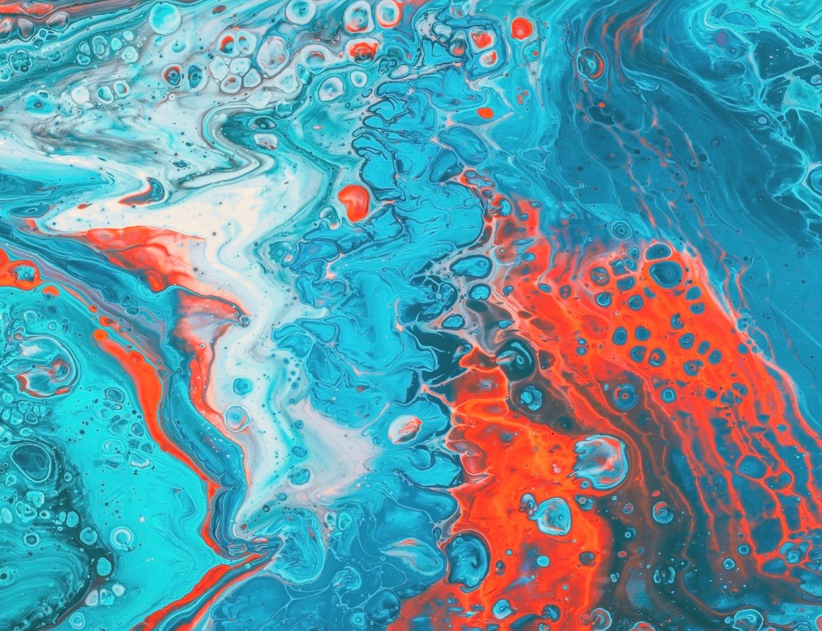 Abstract orange and aqua Print Canvas & More