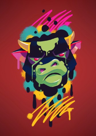 Teen Boys: Set of 1 - Grafitti Bull