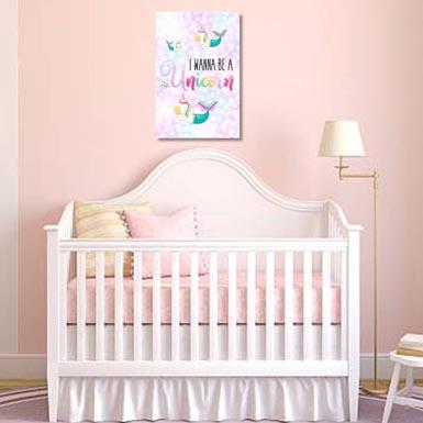 Girls: Set of 1 - I wanna be a Unicorn Mermaid Canvas & More