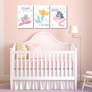 Girls: Set of 3 - Lets-Be-Mermaids (2) Canvas & More