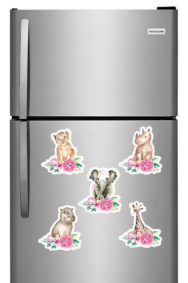 Watercolor Tropical Baby Animals Fridge Magnets - (5 PER PACK)