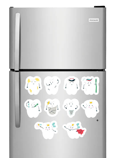Tooth Caracters Fridge Magnets - (10 PER PACK)