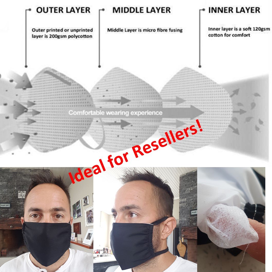 REUSABLE FACE MASK (pack of 500) (Order this bulk option via email) Canvas & More