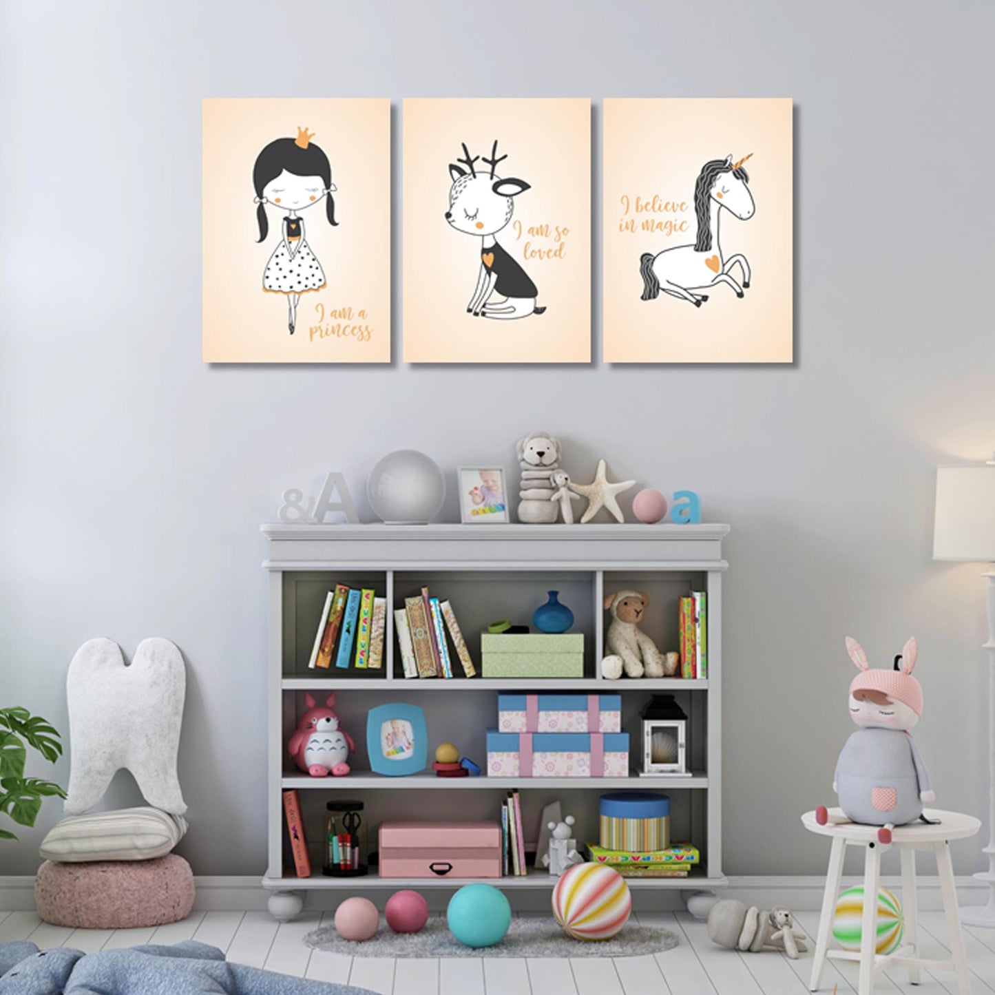Girls: Set of 3 - Princess girl Canvas & More