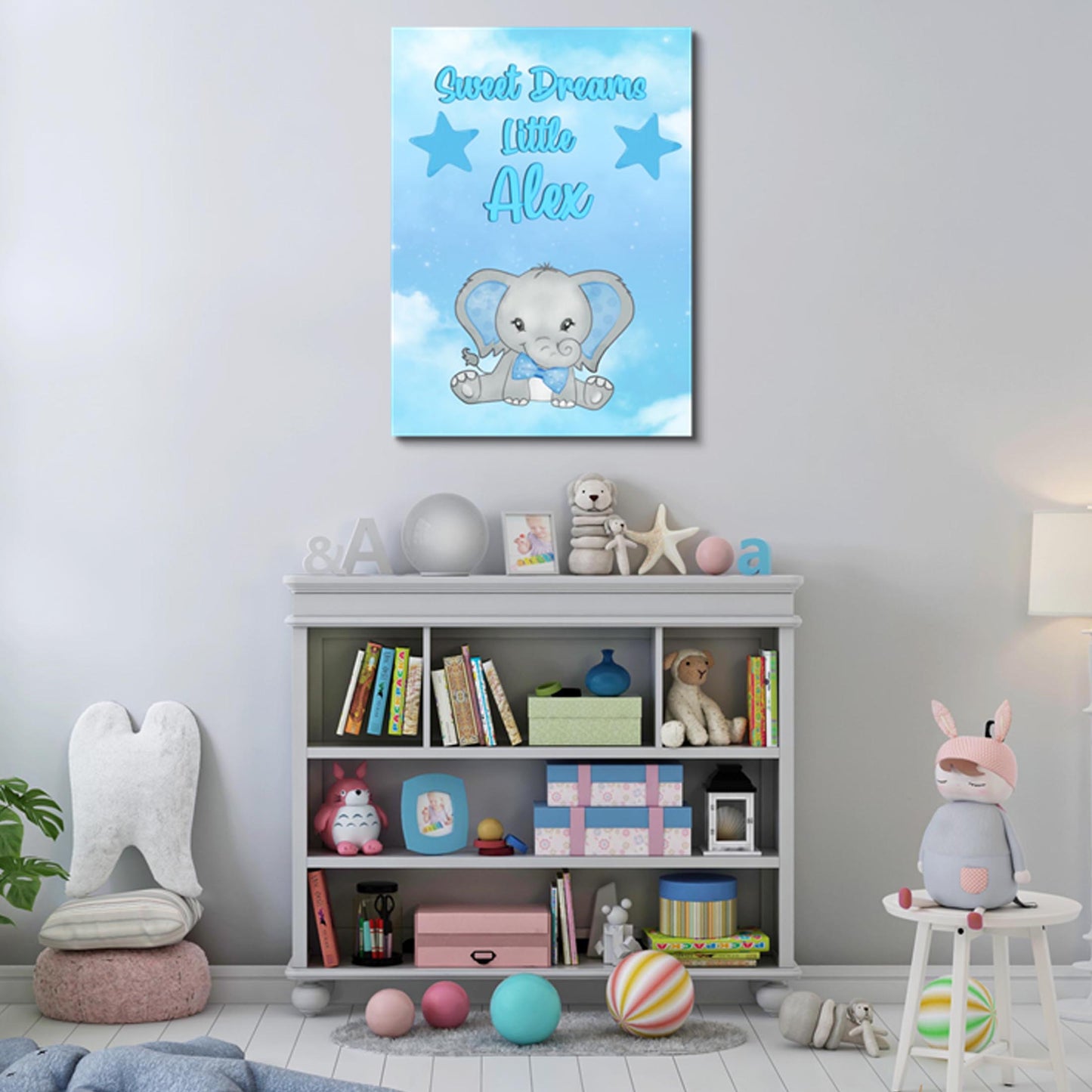 Boys: Set of 1 - Sweet Dreams Elephant Boy Canvas & More