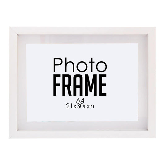 Photo Frame - A4 21x30cm -  Shadow Box -  Black/White Photo Frame (FRAME ONLY)