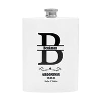 Personalised Stainless Steel 200ml Hip Flask White