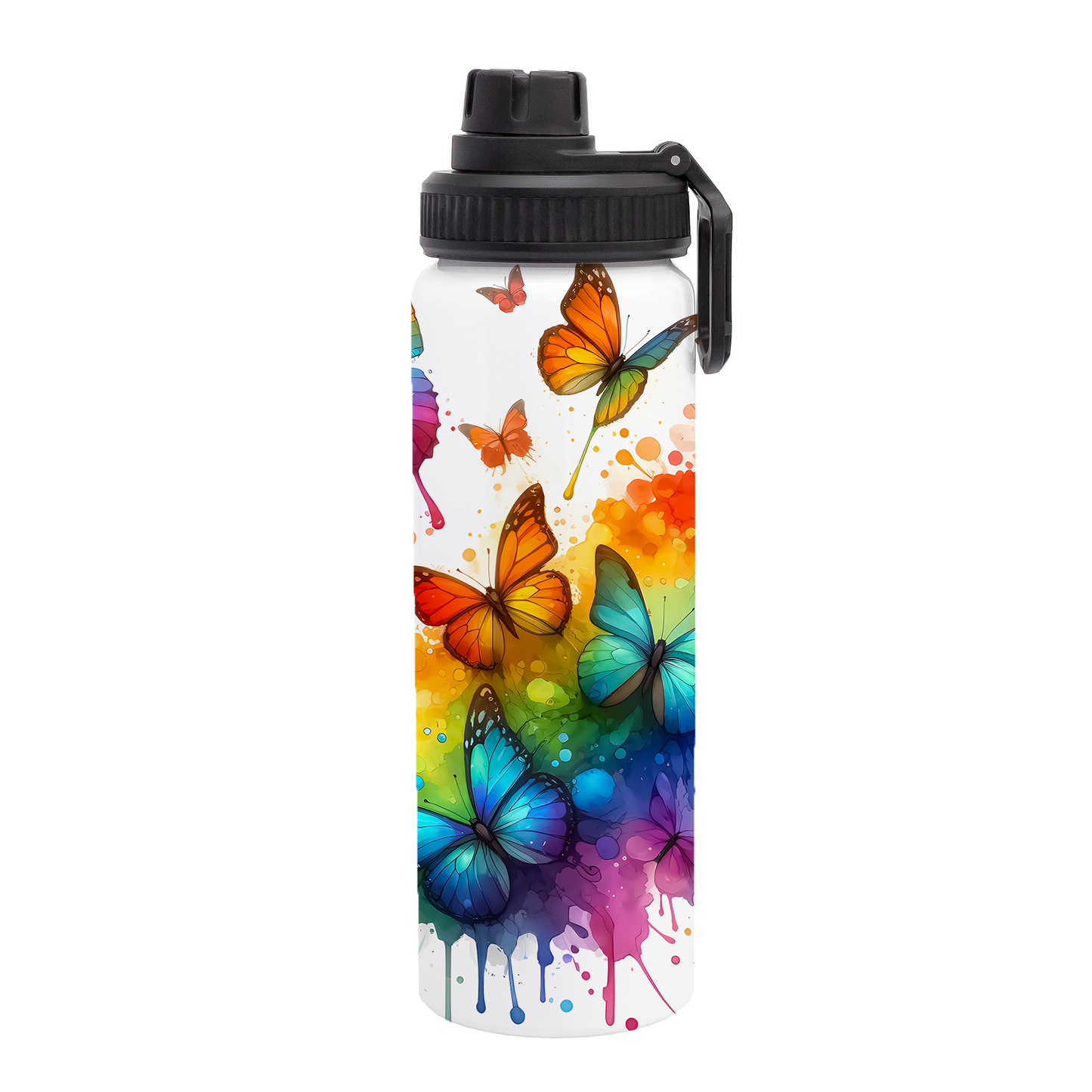 Butterflies - Rainbow Design on Tumbler, Can, Flask, or Water bottle