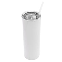 Personalised  Double wall 20oz Stainless Steel Skinny Tumbler (White)