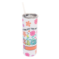 Personalised  Double wall 20oz Stainless Steel Skinny Tumbler (White)