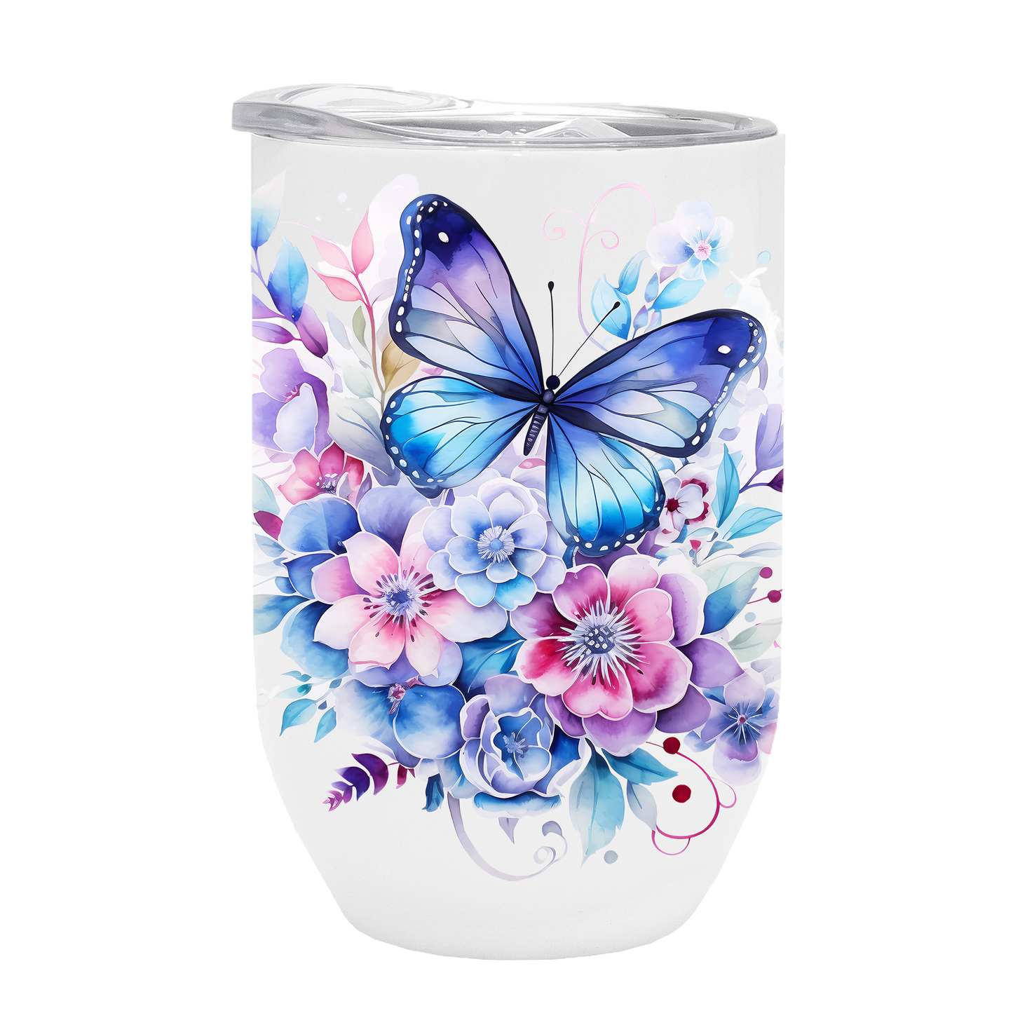 Butterflies - Blue Design on Tumbler, Can, Gin Tumbler, or Water bottle