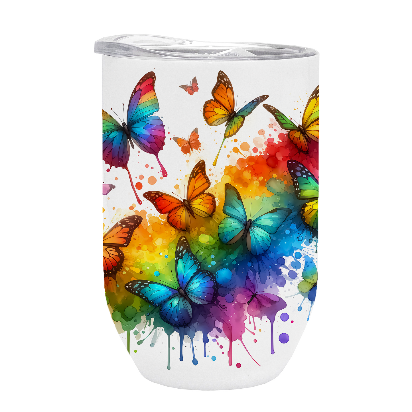 Butterflies - Rainbow Design on Tumbler, Can, Flask, or Water bottle