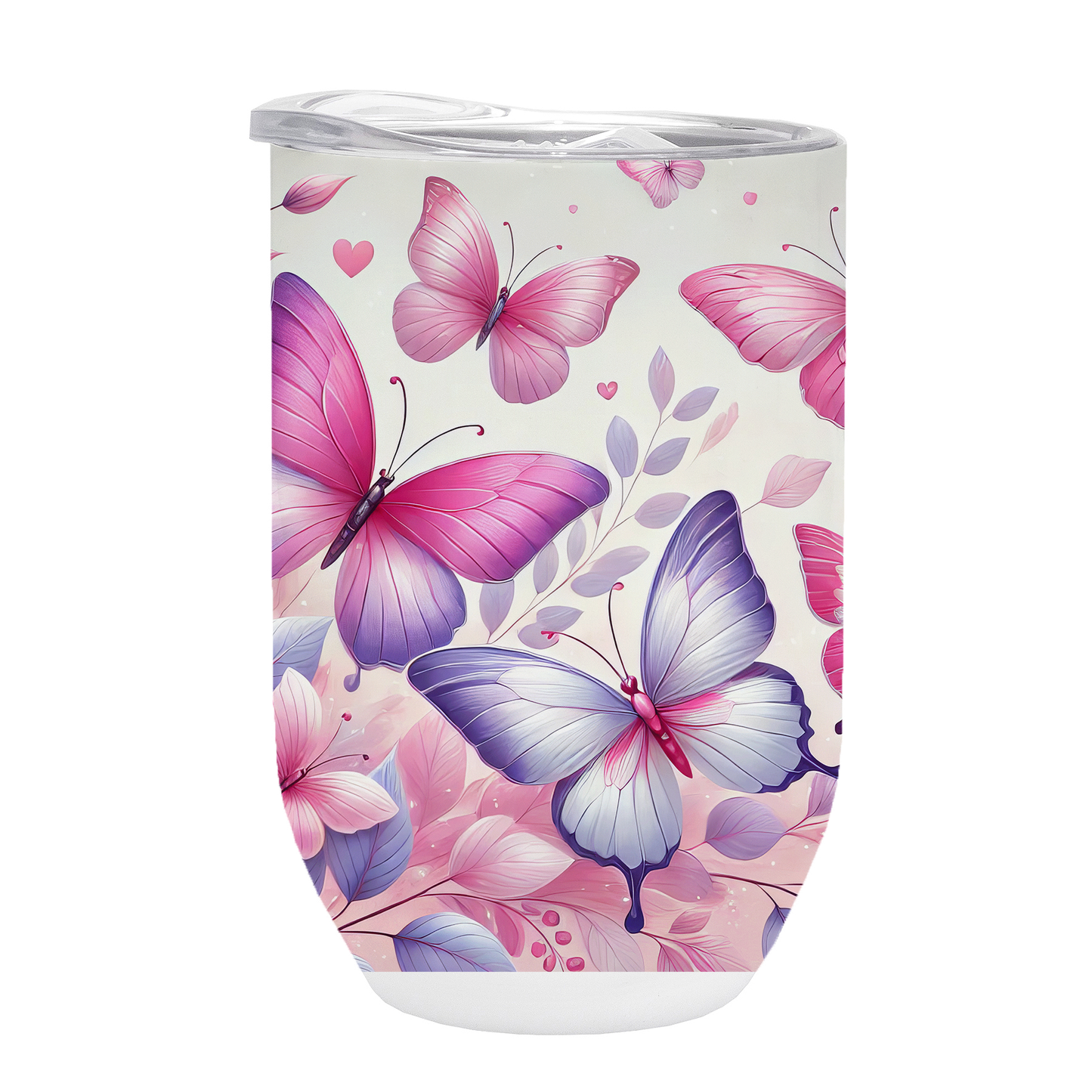 Butterflies - Soft Pink Design on Tumbler, Can, Gin Tumbler, or Water bottle