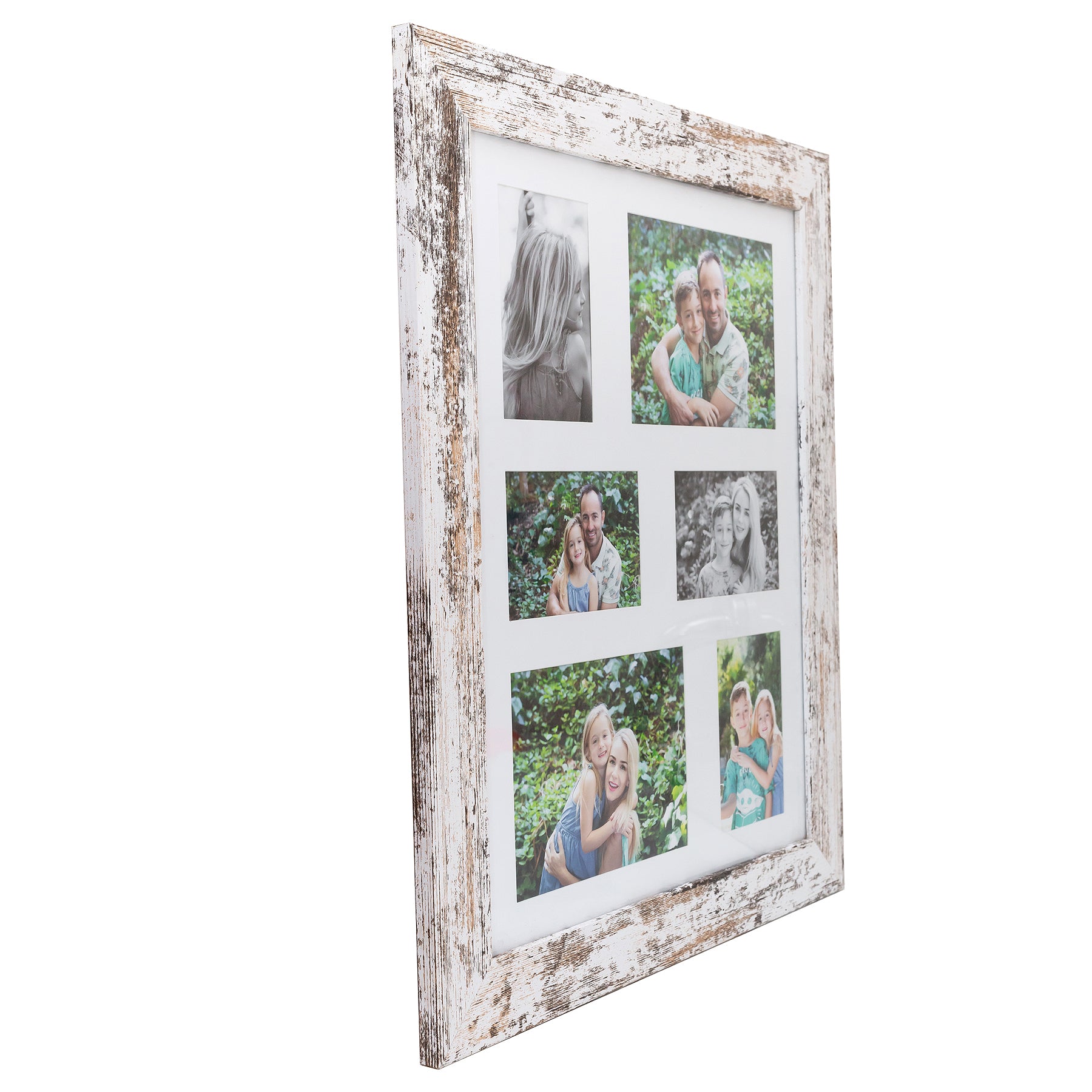 Photo Frame with 6 pictures! - Collage - 49X59cm - White Stressed