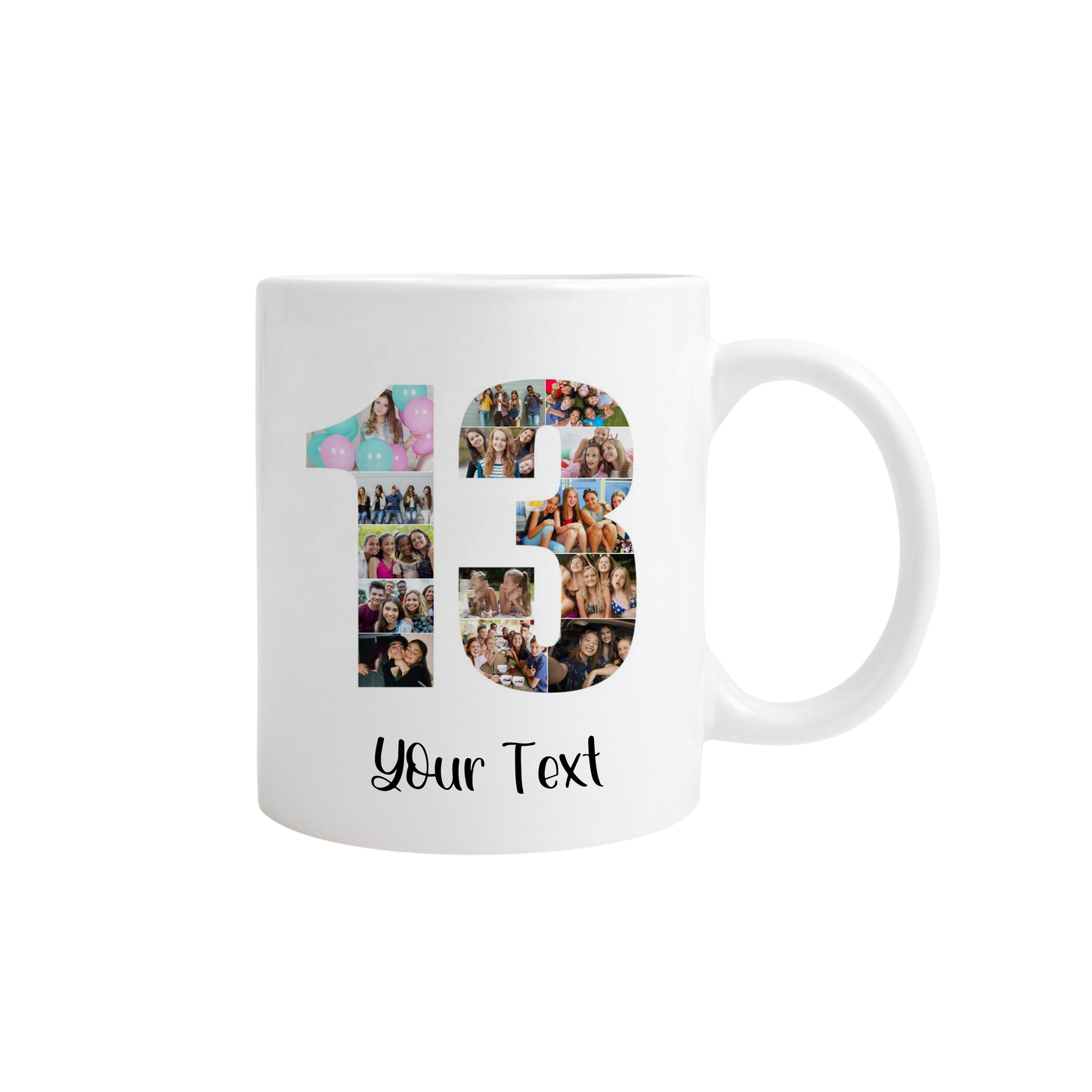Personalised Number Photo Collage on Acrylic, Slate, Mug or Magnet (14 Photos) 13th BIRTHDAY (Copy)