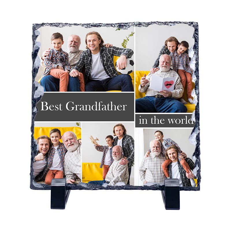 Slate Stone Photo Display Stand - Grandfather Collage (various sizes)