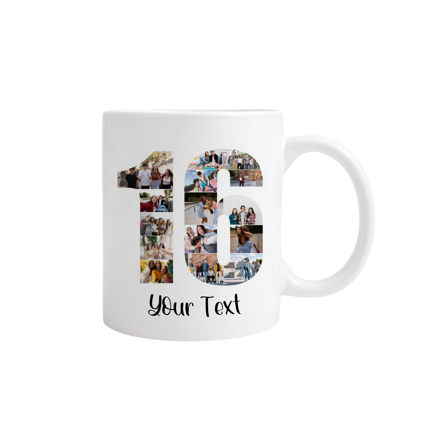 Personalised Number Photo Collage on Acrylic, Slate, Mug or Magnet (15 Photos) 16th BIRTHDAY