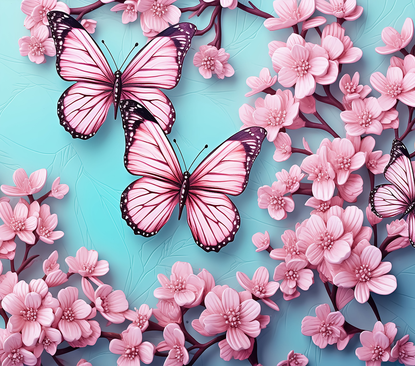 Butterflies - Pink and Baby Blue Design on Tumbler, Can, Flask, or Water bottle